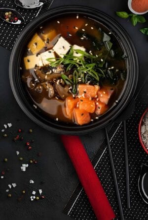 Miso soup with salmon
