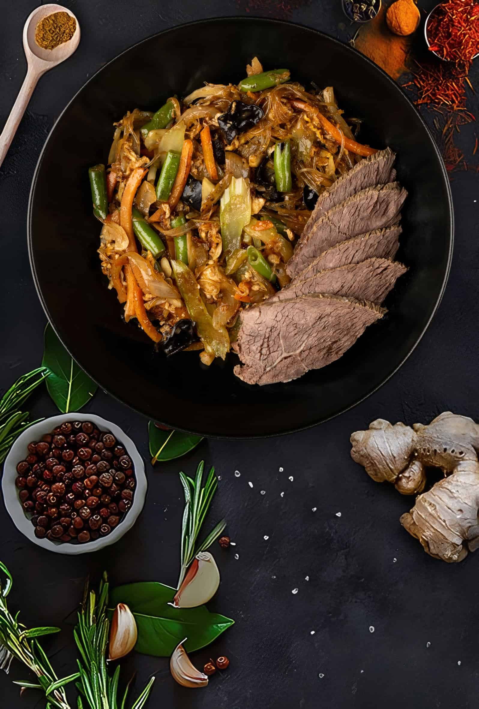 Прозрачная лапша с телятиной