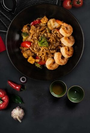 Rice noodles with shrimp