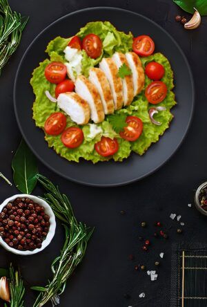 Japanese salad with iceberg and chicken