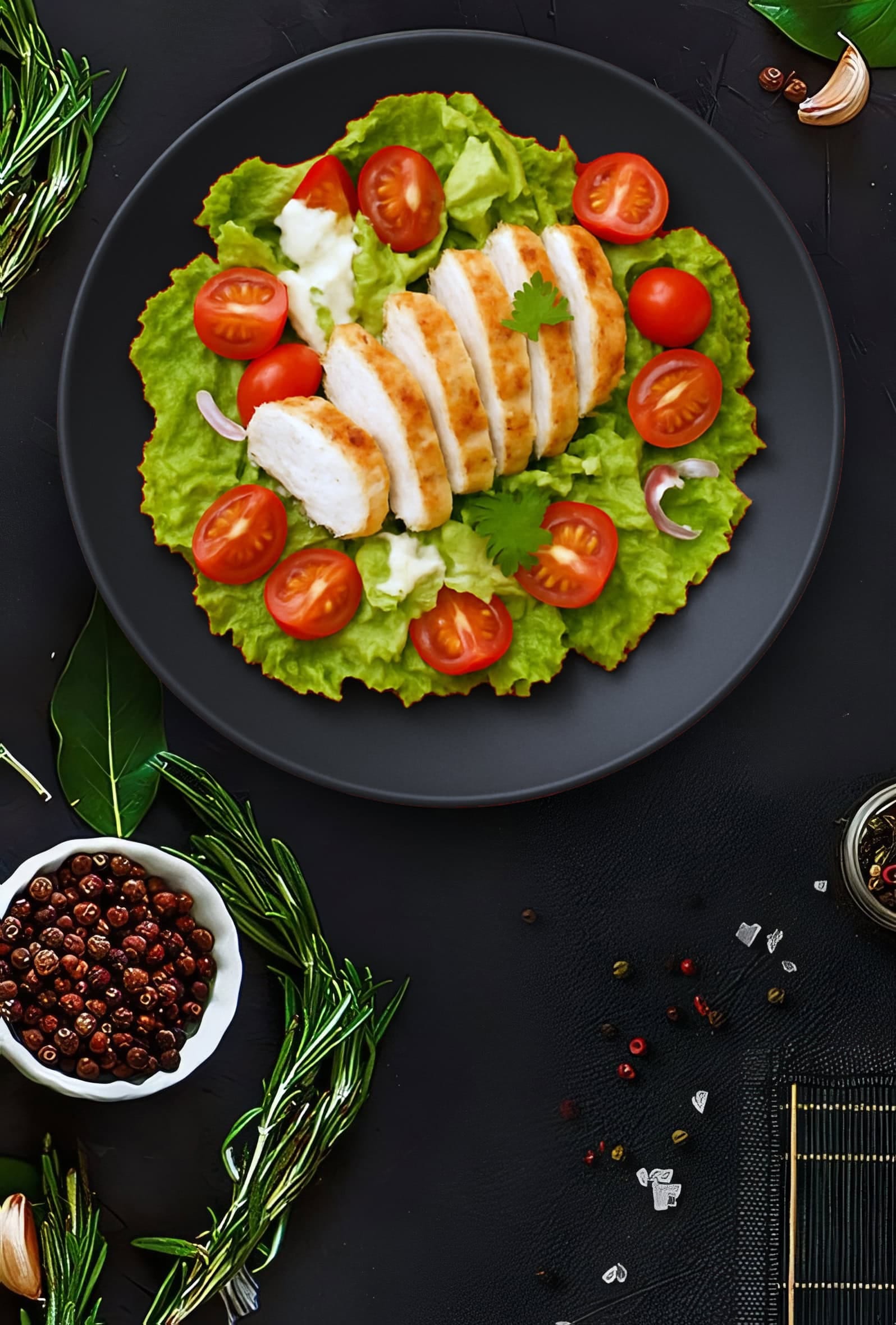 Японский салат с айсбергом и курицей