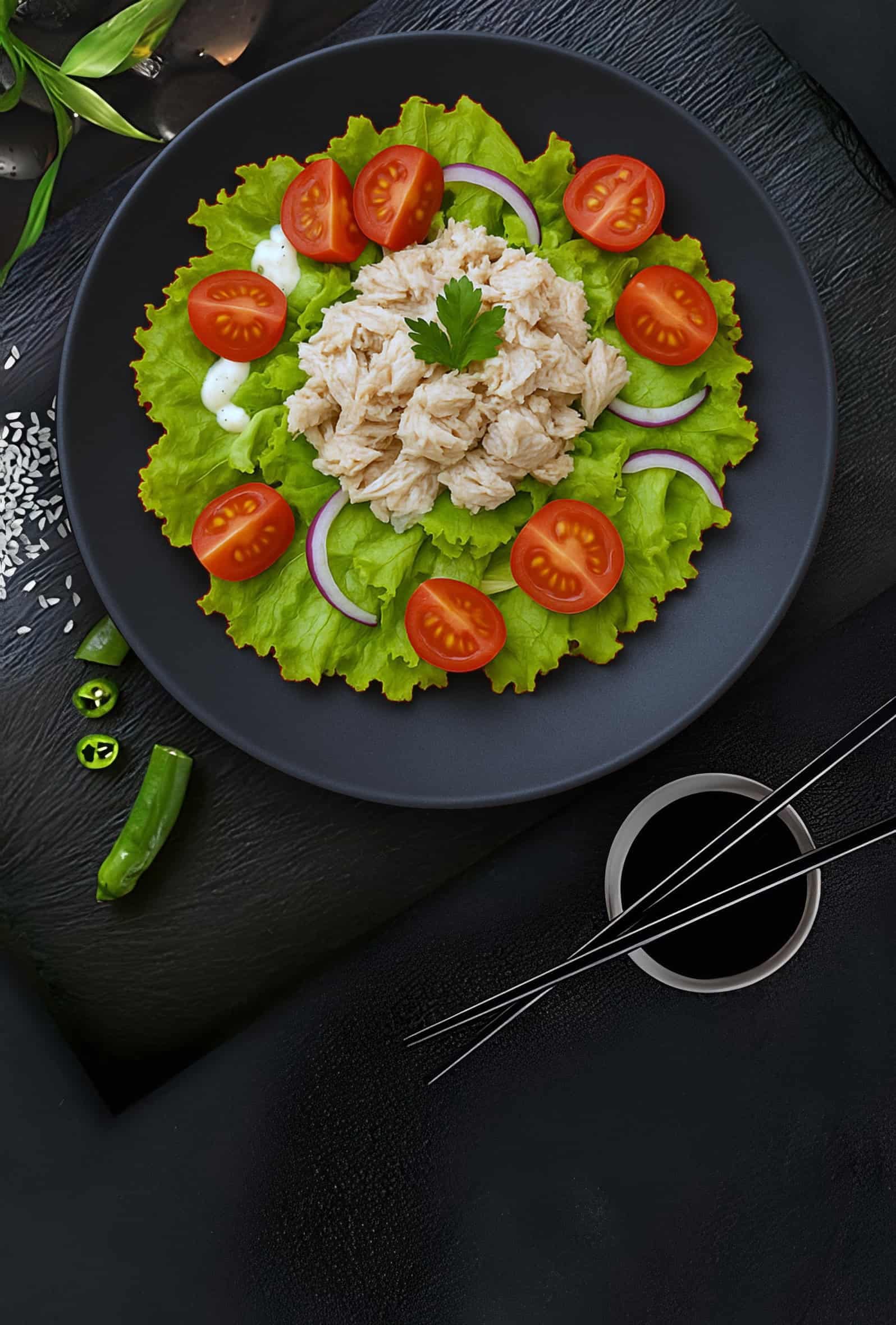 Японский салат с айсбергом и тунцом
