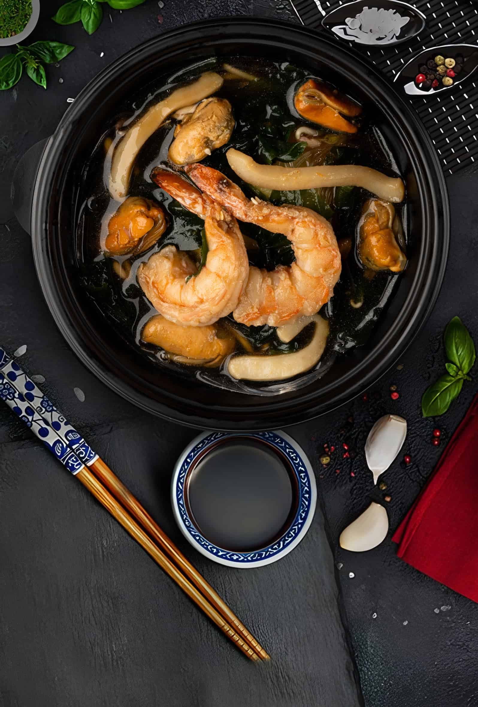 Тайський суп із морепродуктами