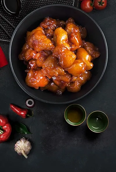 Sweet little pig’s neck in sweet and sour sauce