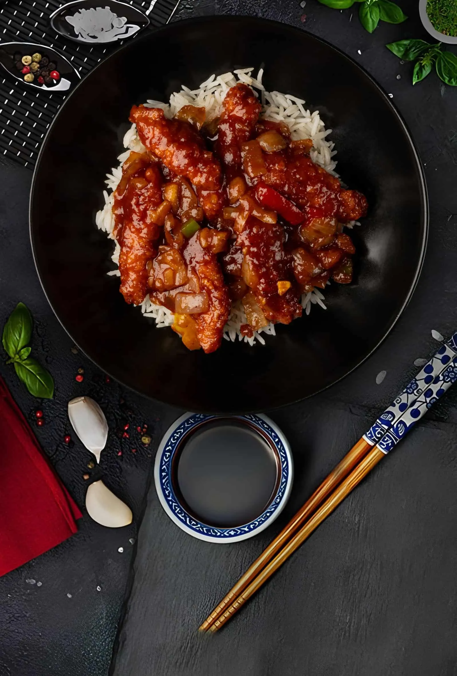 Chicken with rice in tomato sweet and sour sauce (Pri Van)