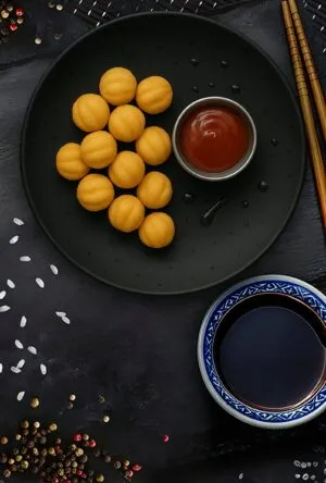 Potato balls with choice of sauce