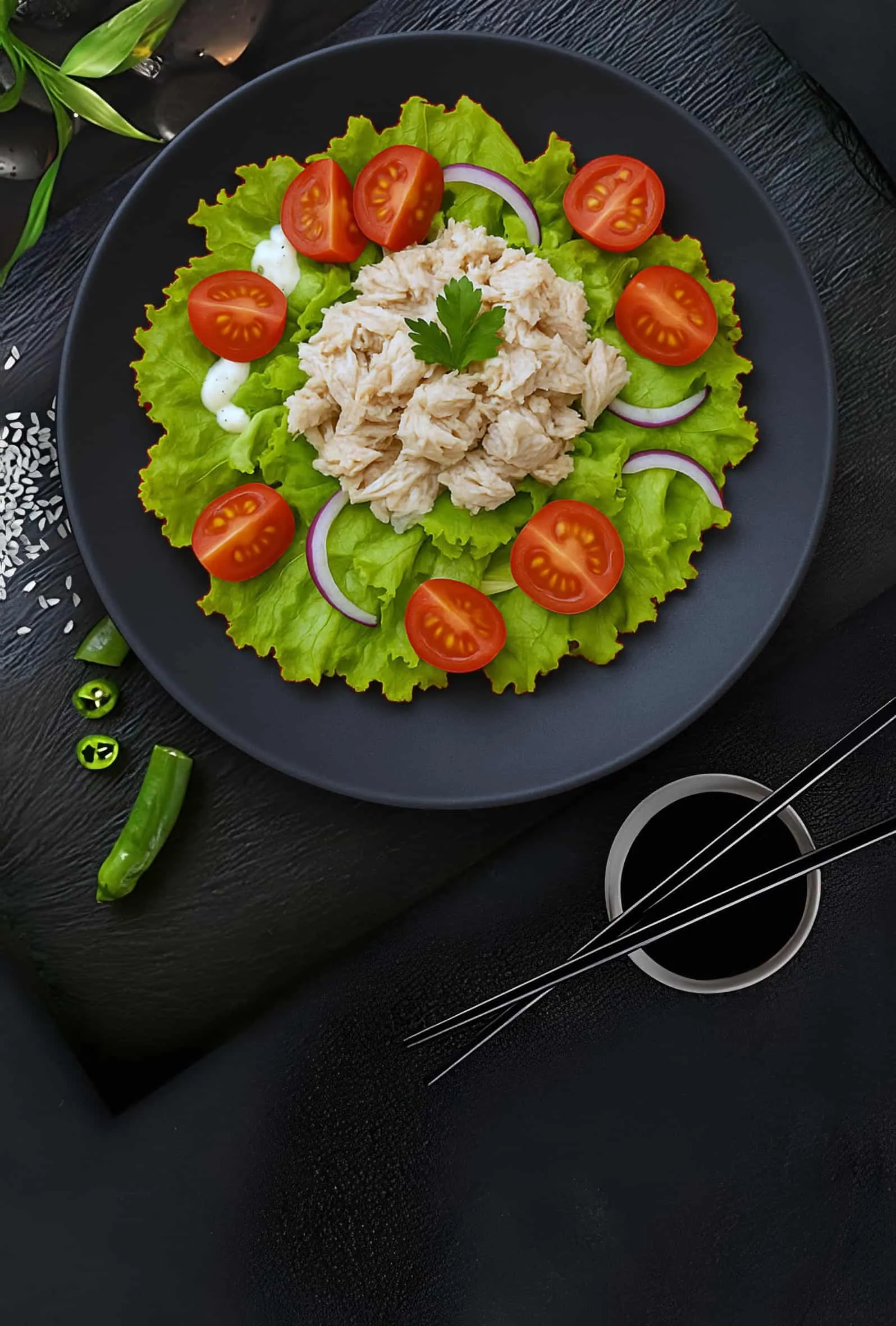 Японский салат с айсбергом и тунцом