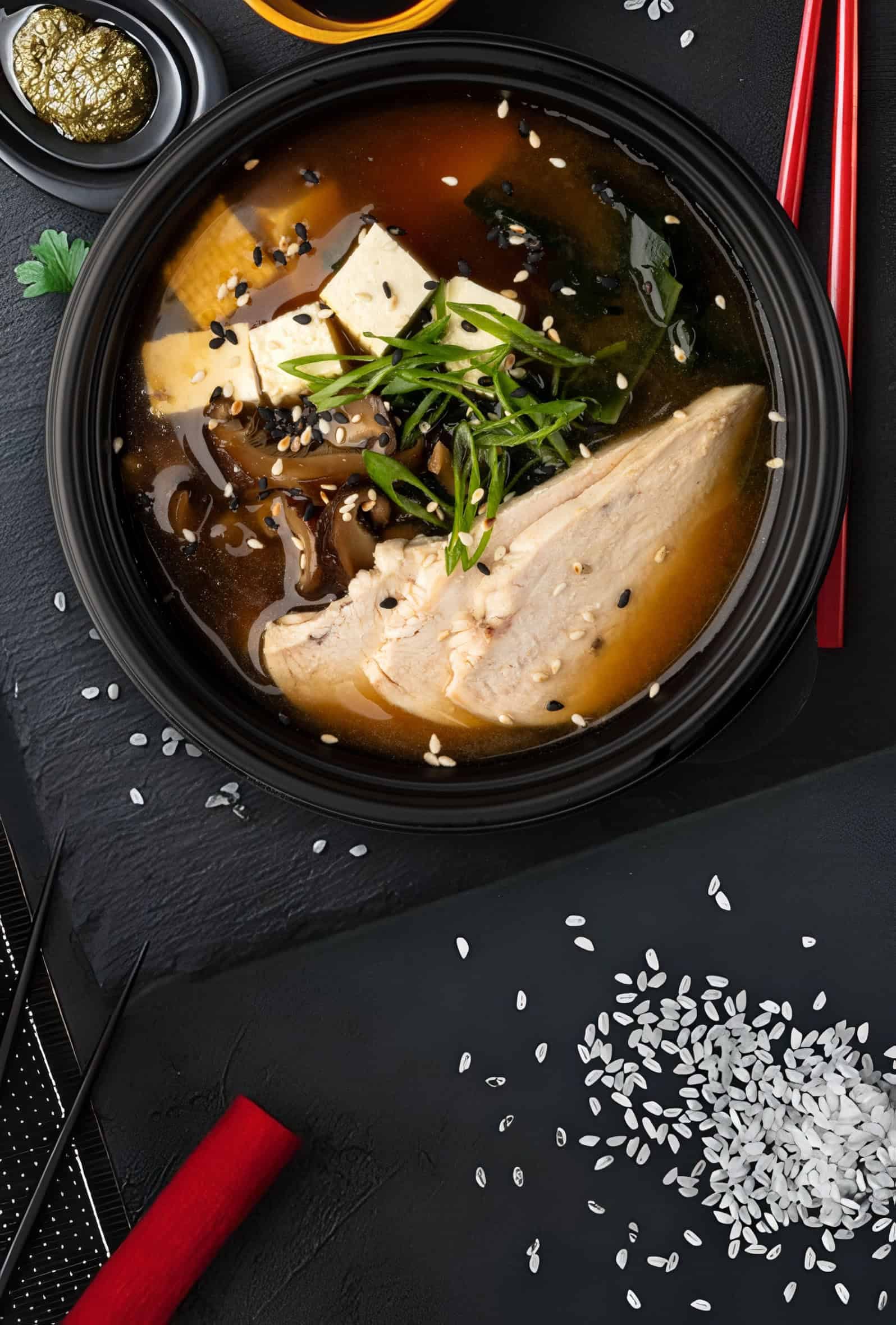 Miso soup with chicken